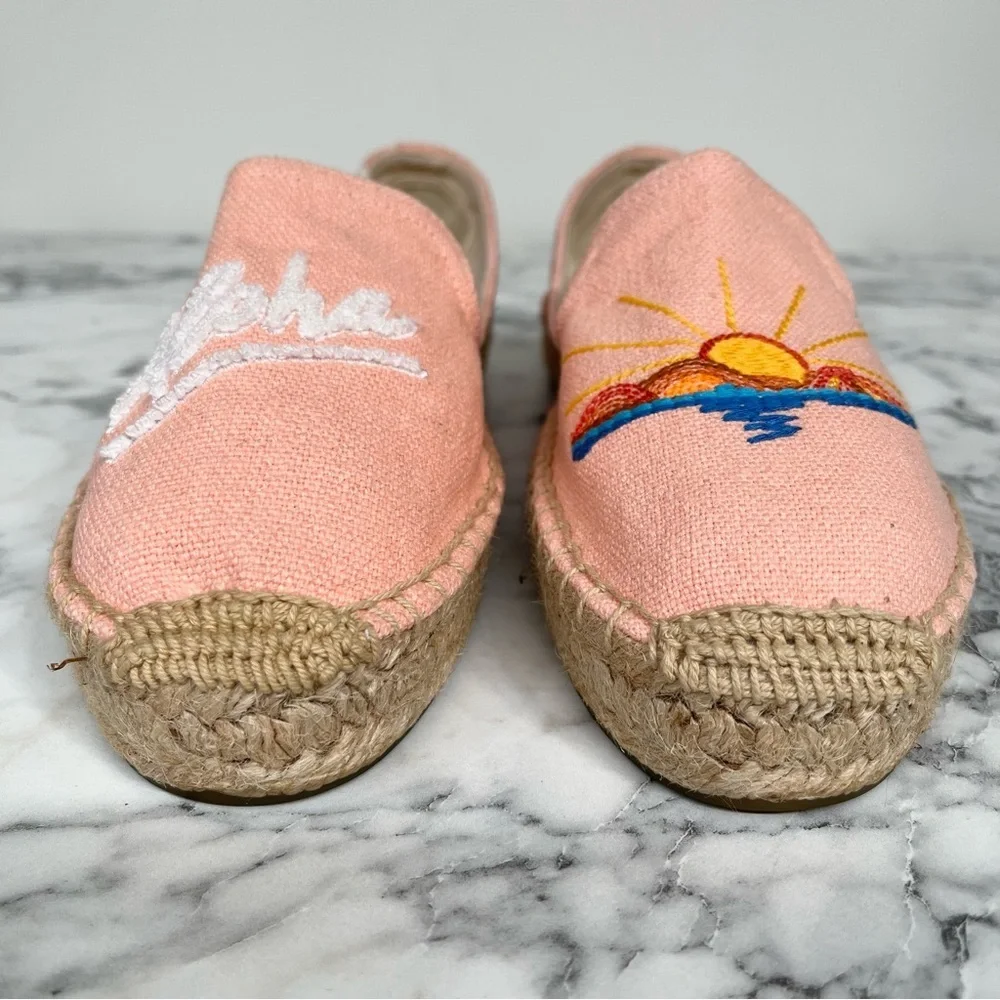 Anthropologie Soludos X Lockhart Embroidered aloha sun espadrille platform 8.5